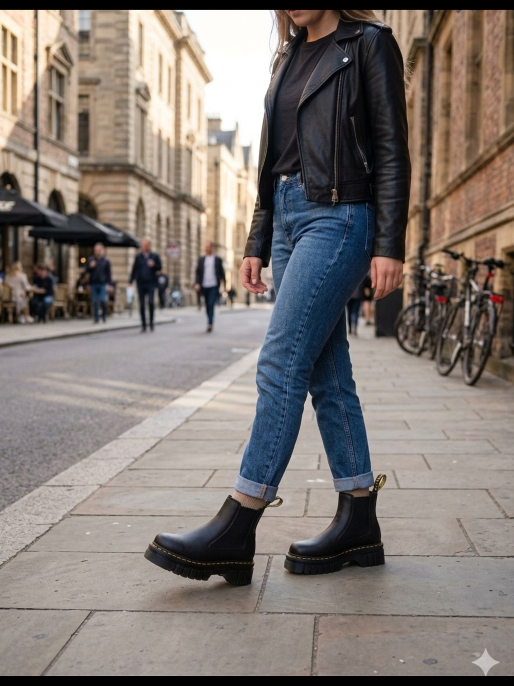 New Dr. Martens Audrick Chelsea Womens 8 Black Leather Lug Sole Platform Boots